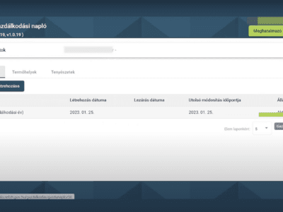 Az e-Gazdálkodási Napló (eGN) megnyitása a Nébih online felületén.